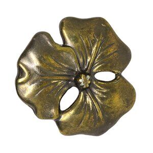 Vintage Revcor Brass Floral Belt Buckle With Copyright Mark & Antique Finish - A